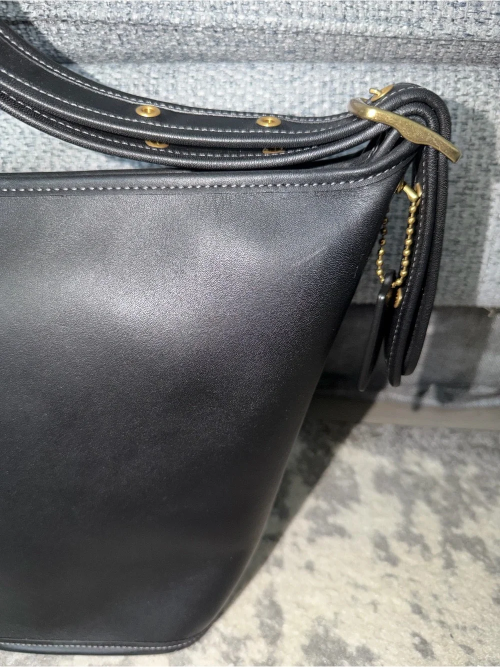 Coach Duffle 16 Black Leather Bucket Shoulder Bag - Women's